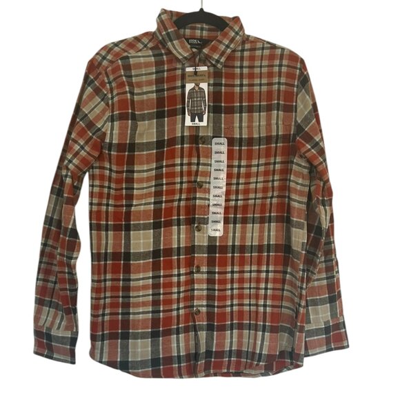 Men's NWT Eddie Bauer Long Sleeve‎ Button Up Plaid Flannel Shirt Size Small - Picture 4 of 8